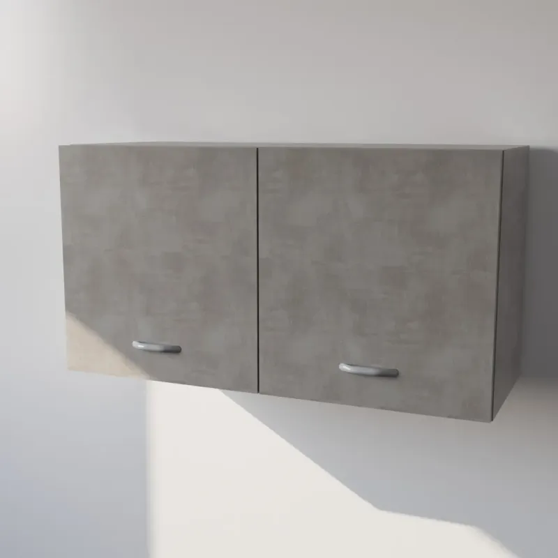 Pensile in Legno Nobilitato di Colore Cemento con Ante altezza 48 cm