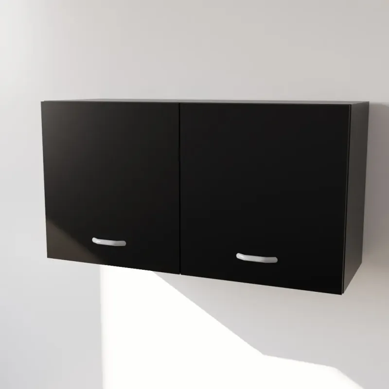 copia di copia di Pensile in Legno Nobilitato di Colore Nero con Ante altezza 48 cm