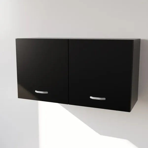 copia di copia di Pensile in Legno Nobilitato di Colore Nero con Ante altezza 48 cm