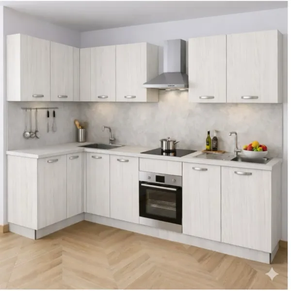 Pensile Cucina in Legno Nobilitato Larice Bianco con  Ante Altezza 72 cm
