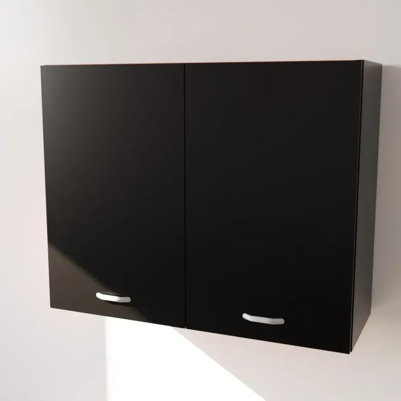 Pensile Cucina in Legno Nobilitato Nero con Ante Altezza 72 cm
