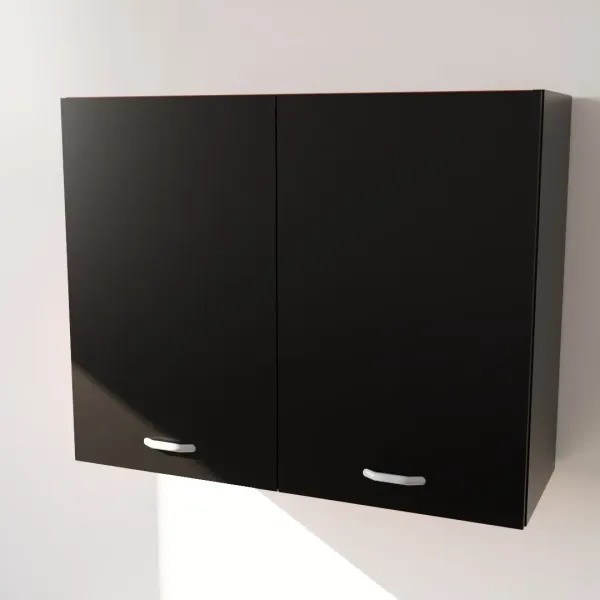 Pensile Cucina in Legno Nobilitato Nero con Ante Altezza 72 cm