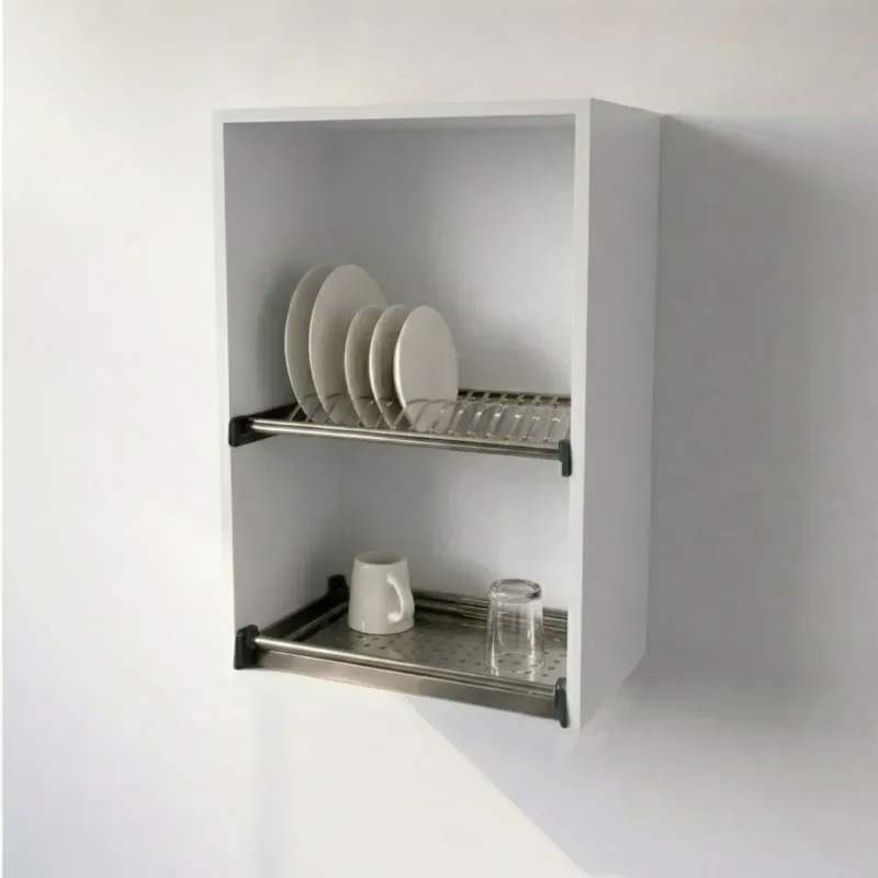 Pensile Scolapiatti Cucina in Legno Nobilitato Bianco Altezza 72 cm