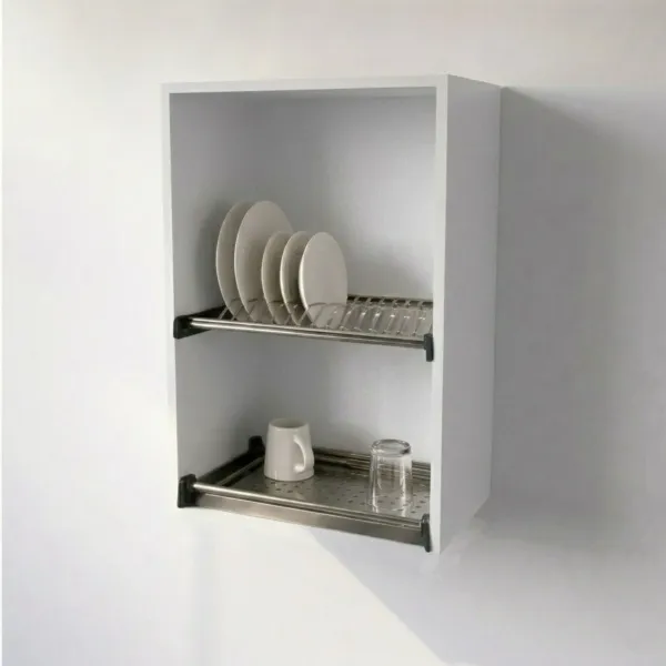 Pensile Scolapiatti Cucina in Legno Nobilitato Bianco Altezza 72 cm