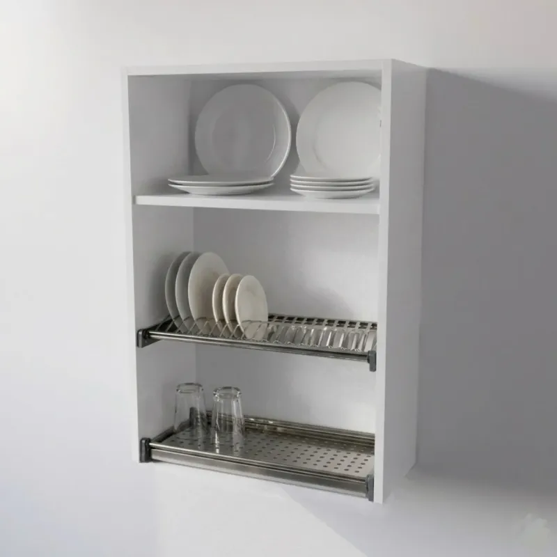 Pensile Scolapiatti Cucina in Legno Nobilitato Bianco Altezza 90 cm