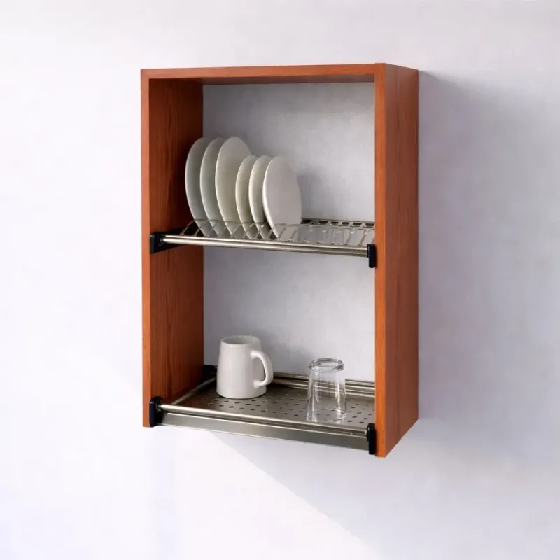 Pensile Scolapiatti Cucina in Legno Nobilitato Ciliegio Altezza 72 cm
