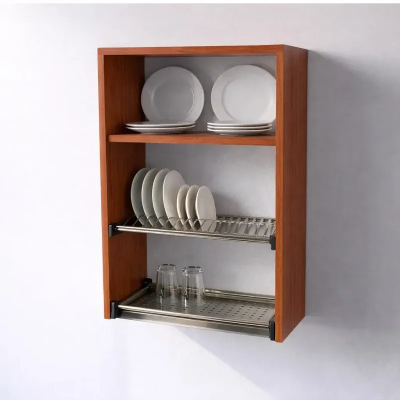 Pensile Scolapiatti Cucina in Legno Nobilitato Ciliegio Altezza 90 cm