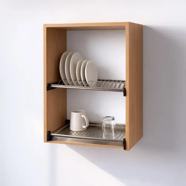 Pensile Scolapiatti Cucina in Legno Nobilitato Faggio Altezza 72 cm