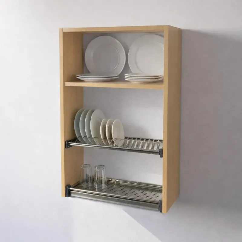 Pensile Scolapiatti Cucina in Legno Nobilitato Faggio Altezza 90 cm