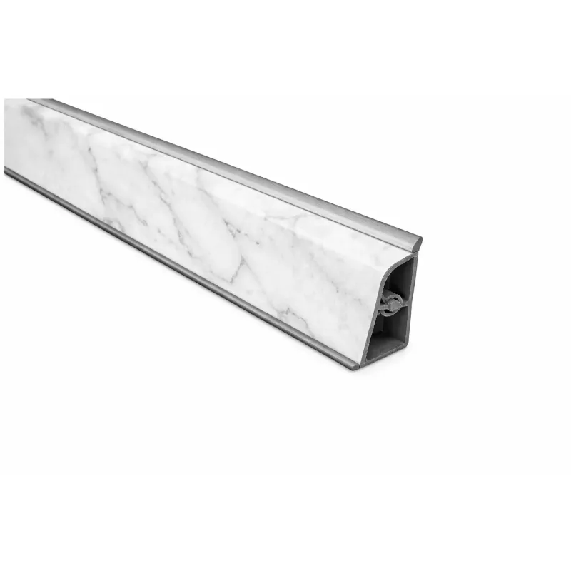 Alzatina per piani da cucina completa di finali in colore Bianco Carrara