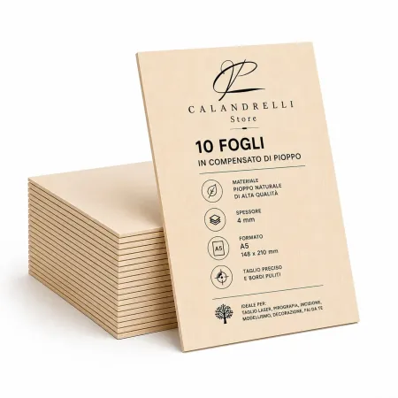 10 Fogli Compensato di Pioppo Sp. 4 mm – Pannelli in Legno per Taglio Laser, Pirografia, Incisione, Modellismo e Fai da Te 2