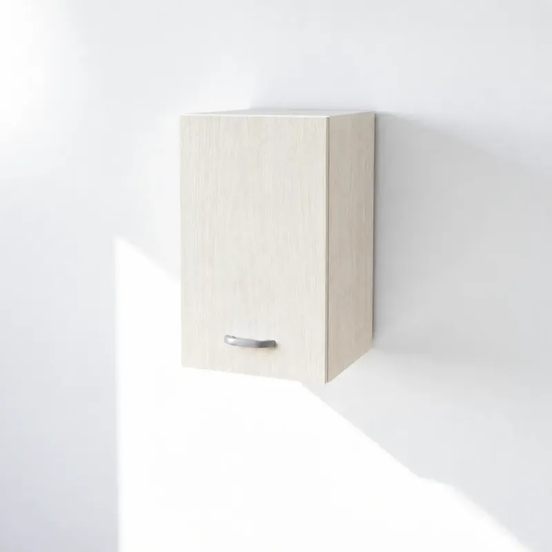 Pensile in Legno Nobilitato di Colore Bianco Frassino  con un Anta altezza 48 cm