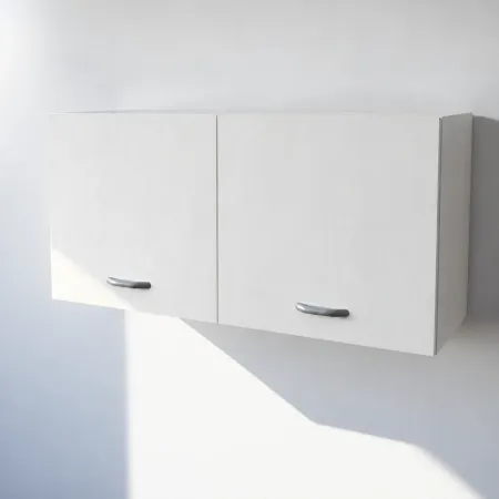 Pensile in Legno Nobilitato di Colore Bianco Frassino con Ante altezza 48 cm