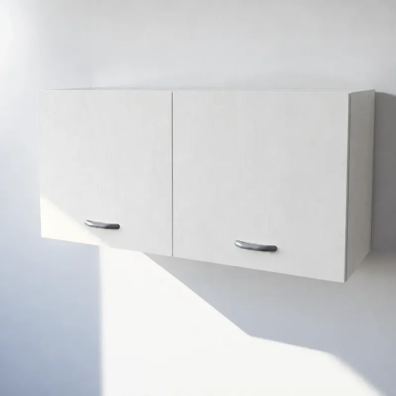 Pensile in Legno Nobilitato di Colore Bianco Frassino con Ante altezza 48 cm