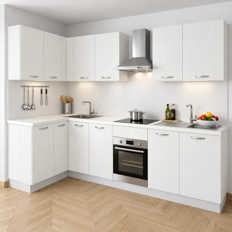 Pensile Cucina in Legno Nobilitato Bianco Frassino con 1 Anta Altezza 72 cm
