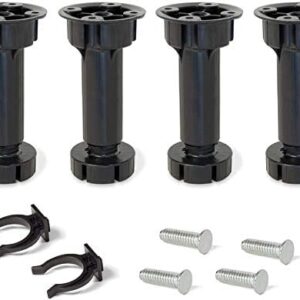 Piedino Regolabile per Cucina o Bagno con Accessori, Nero, H 100mm, Set di 4 Pezzi